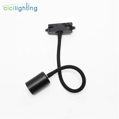 Black flexible gooseneck ceiling light with cylindrical head and mounting bracket from DecorBites gooseneck ceiling series
