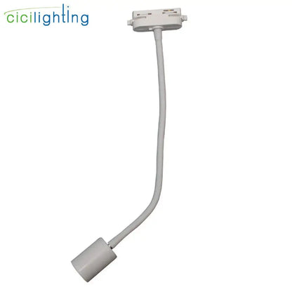 White flexible gooseneck ceiling light fixture with cylindrical head and mounting base for decorbites gooseneck ceiling use