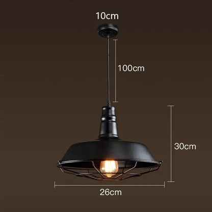 Black industrial-style iron pendant lights with dome-shaped shade and wire cage featuring exposed bulb for kitchen decorbites iron pendant