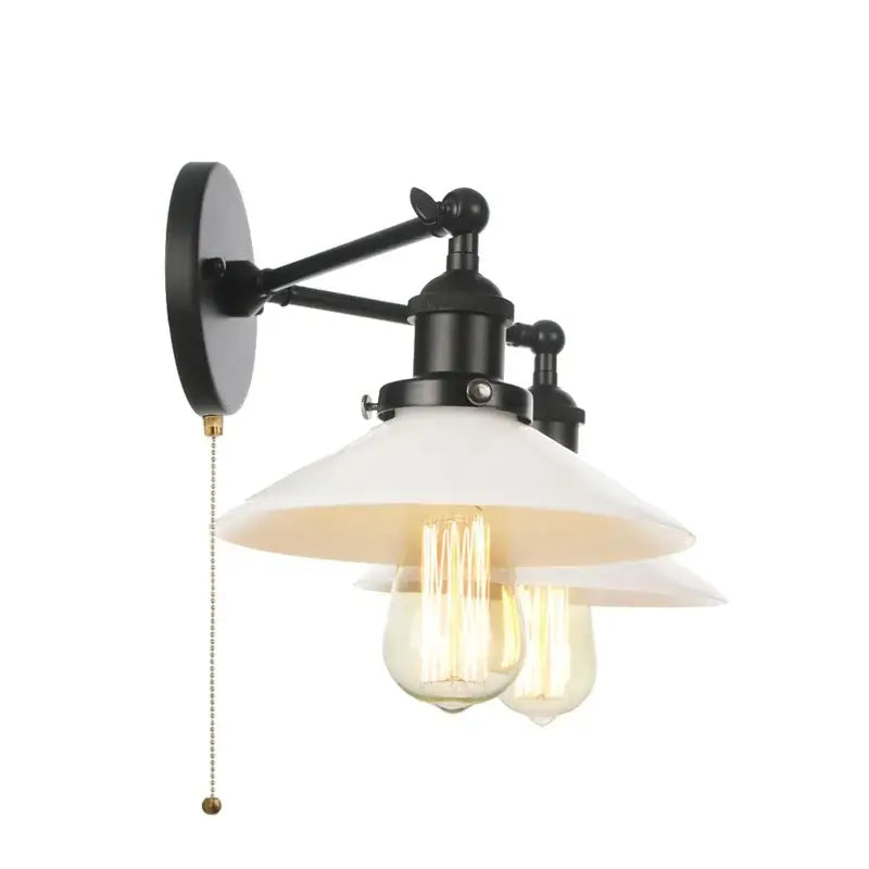 Black metal wall light with white ceramic shades and two filament bulbs industrial led wall decorbites sconce