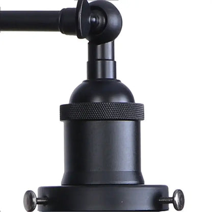 Black matte industrial led wall light with textured knurled ring and adjustable arm for decorbites industrial led bedroom sconce