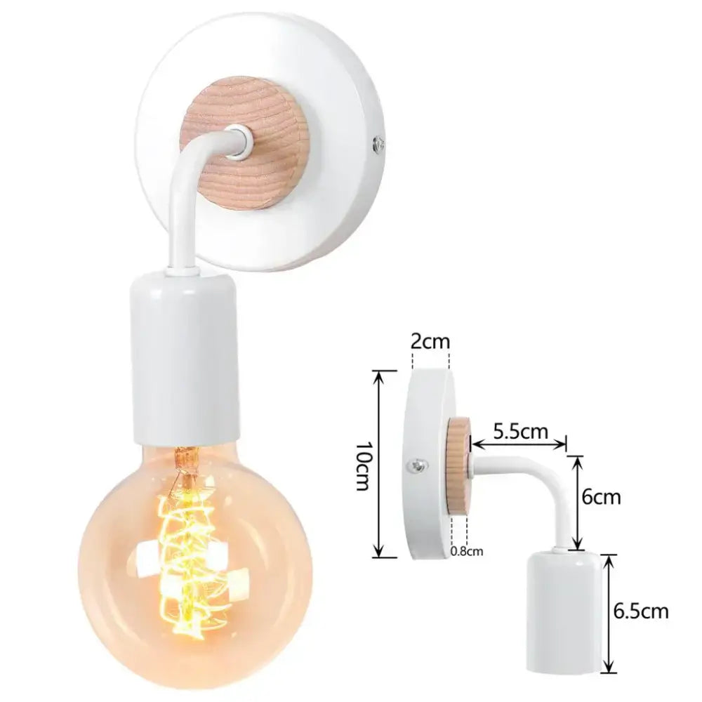 White wall light sconce with wooden accent and exposed filament bulb from decorbites industrial led wall light set