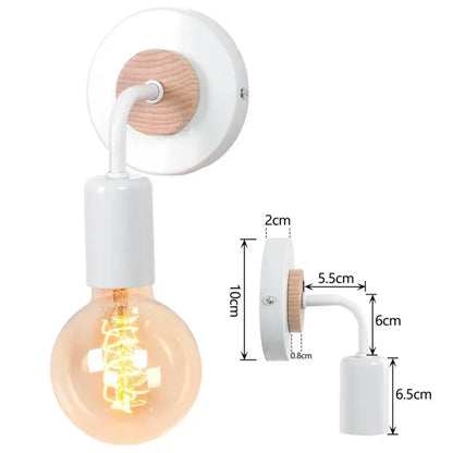 White wall light sconce with wooden accent and exposed filament bulb from decorbites industrial led wall light set
