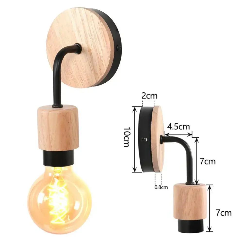 A rustic industrial led wall light with light wood backplate and black metal accents for bedroom decorbites industrial led use