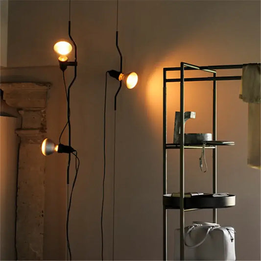 Industrial black wrought iron pendant lamp with exposed bulbs and coiled cords decorbites adjustable pendant lamp