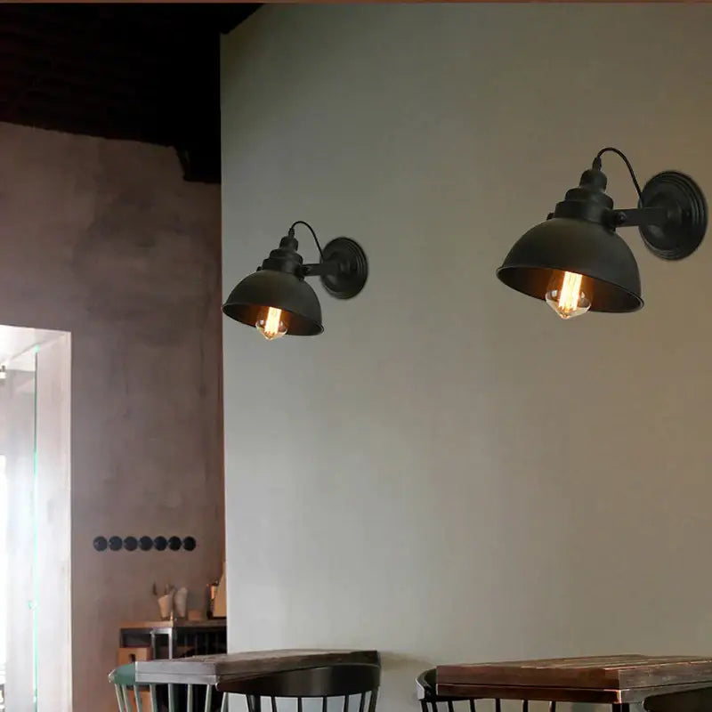 Industrial black wrought iron wall sconce with exposed filament bulbs decorbites industrial black wall lamp for bedroom decor