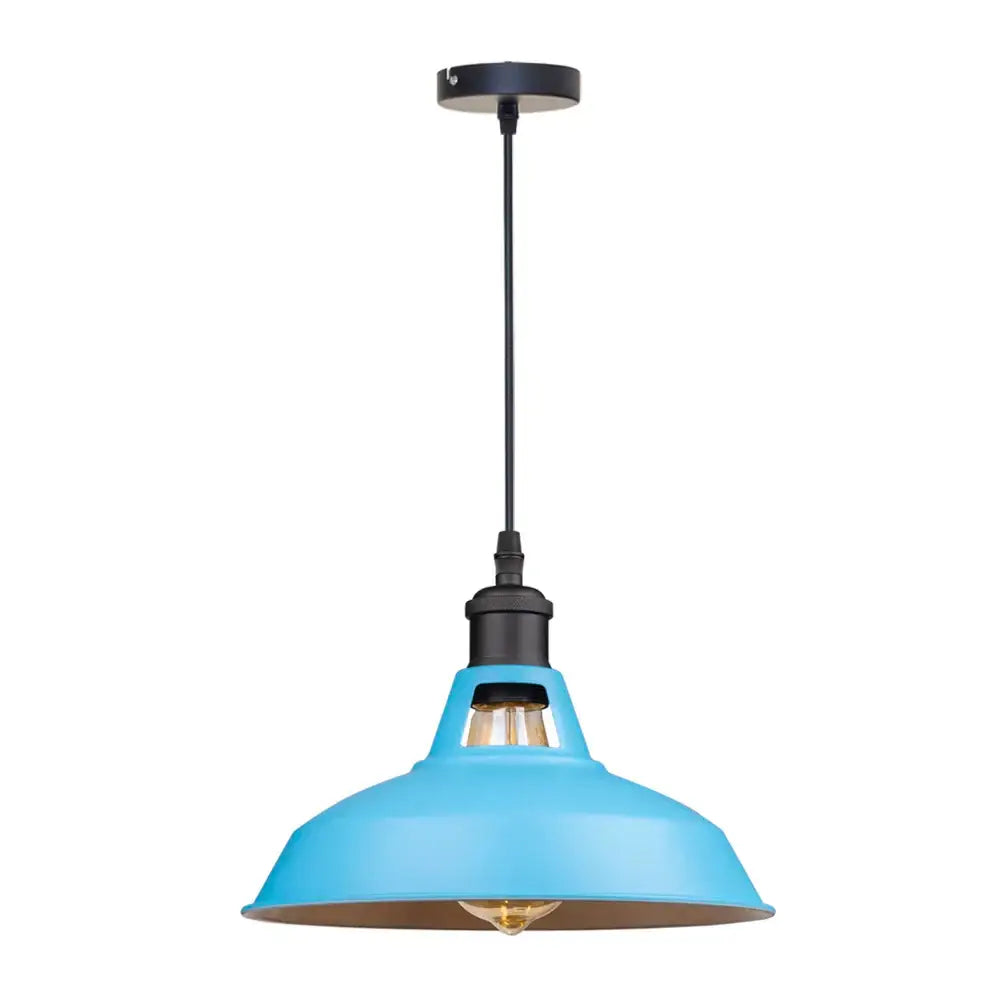 Industrial blue vintage pendant light with exposed edison bulb black metal mount for kitchen decorbites blue vintage decor