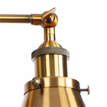 Brass-finished industrial wall sconce with adjustable arm and knurled collar by decorbites elegant gold wall lamp