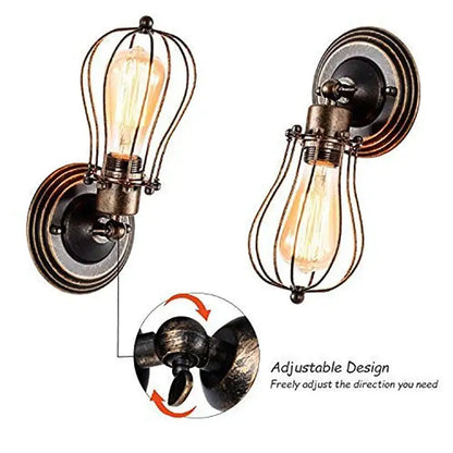 Vintage industrial brass cage wall sconce with warm edison bulb and dark bronze wire cage for bedroom decorbites industrial cage