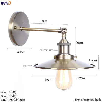 Industrial brass edison wall light featuring a brushed brass finish aluminum arm and iron shade adjustable sconce decorbites brass edison