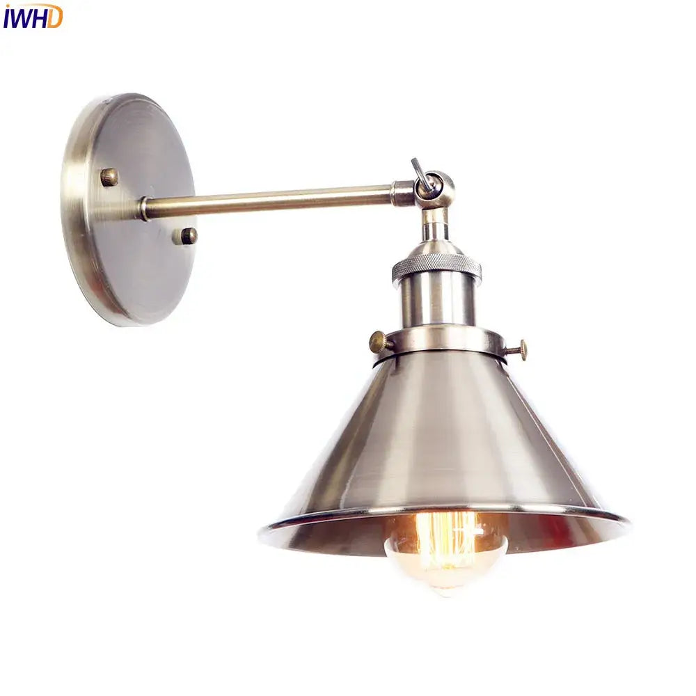 Industrial brass Edison wall light with brushed metallic finish and adjustable arm for bathroom decorbites brass Edison sconce