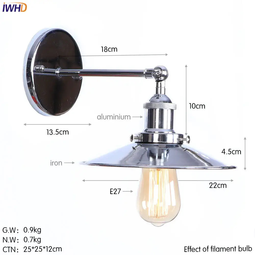 Industrial brass edison wall light with chrome finish, brushed metal shade, and exposed filament bulb for modern decorbites brass edison sconce