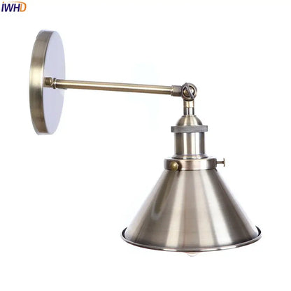 Industrial brass edison wall light with brushed nickel finish and conical shade for adjustable bathroom sconce decorbites brass edison