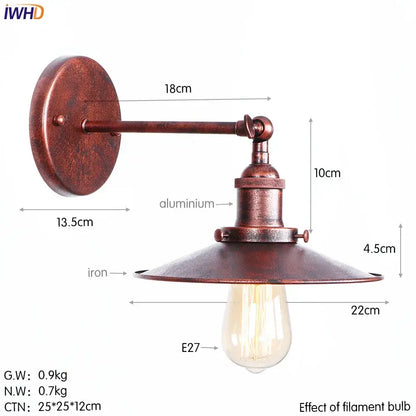 Vintage-style brass edison wall light with copper-finished iron and aluminum, featuring exposed filament bulb decorbites brass edison