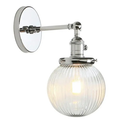 Chrome-finished industrial ribbed glass wall sconces with clear globe for kitchen light decorbites industrial ribbed design