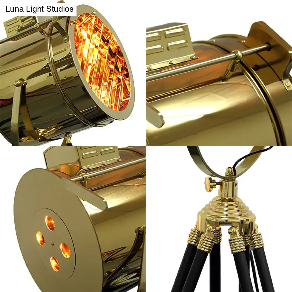Brass-finished decorbites™ tripod floor lamp with vintage spotlight design black metal shade compatible with led incandescent fluorescent 110v-120v 220v-240v