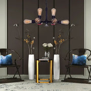 Industrial-style bronze black pipe chandelier with five bare bulb exposed filament lights for living room use 220v-240v 110v-120v