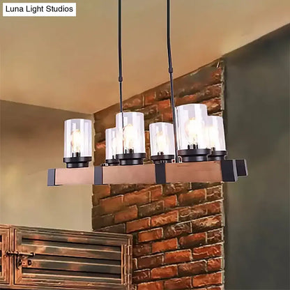 Decorbites industrial brown island lighting with clear glass cylinder shades and black metal accents for dining rooms 220v-240v 110v-120v