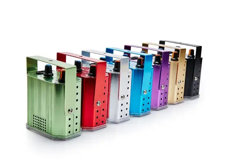 A sleek portable speaker with a perforated metal body available in multiple colors for rgb white strobe light decorbites 20w compact use