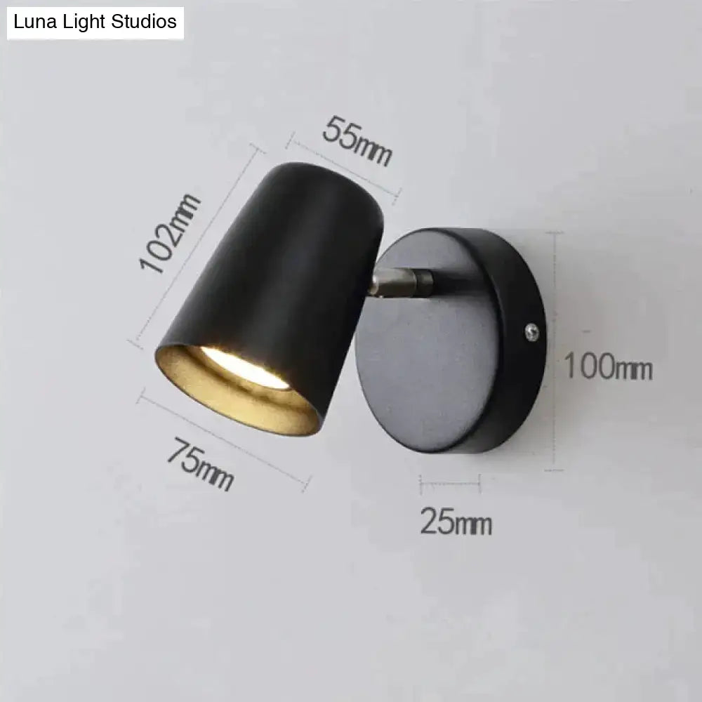 Black matte industrial led wall sconce with gold interior lining and brushed nickel finish for bedroom spotlight use
