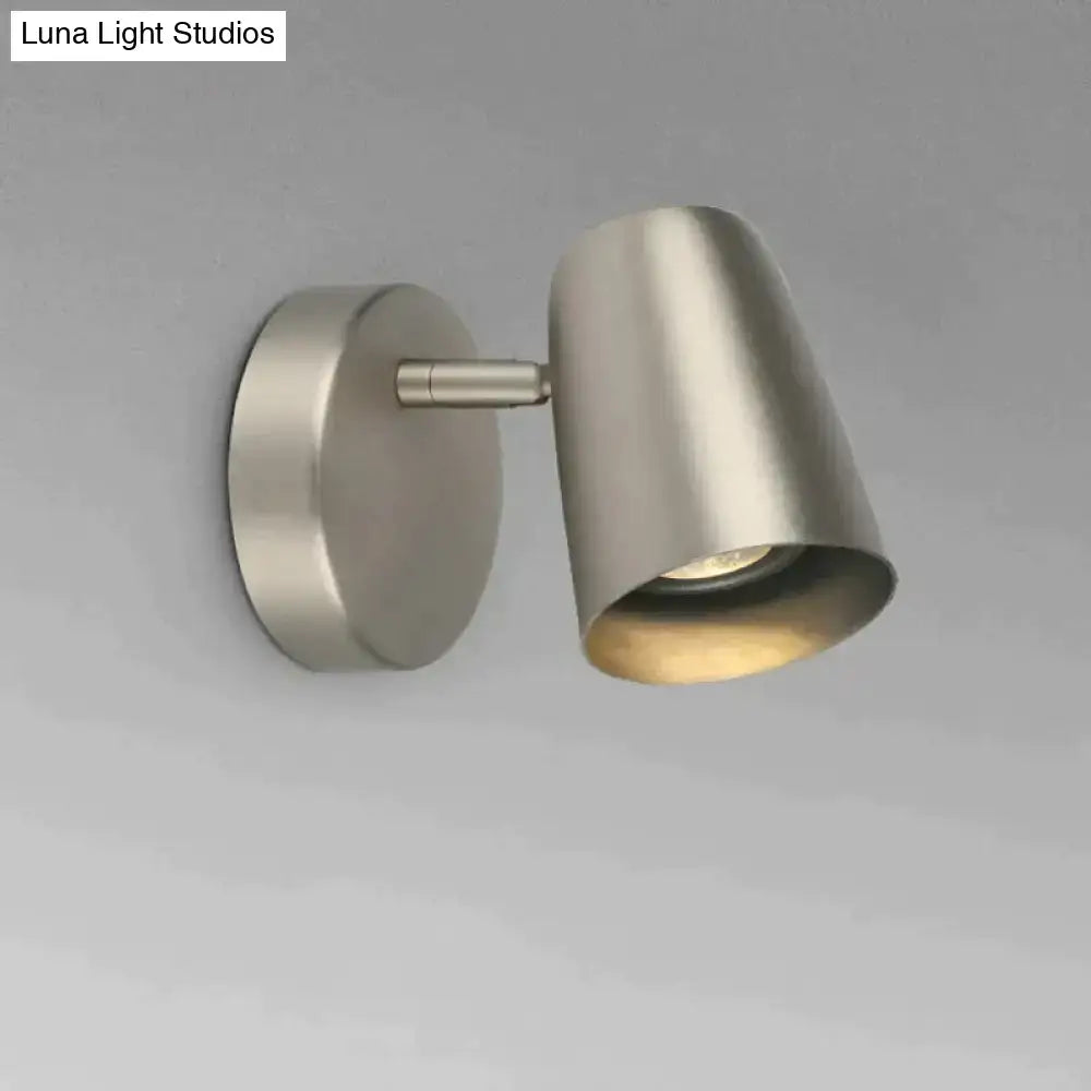 Industrial led wall brushed nickel led wall sconce with adjustable arm and sleek conical shade for bedroom spotlight