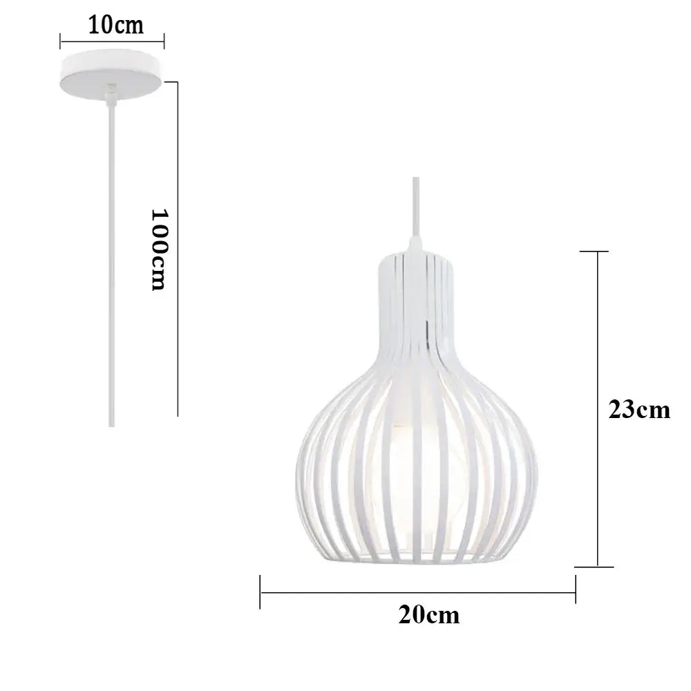White pendant light with vertical slats and sleek modern design for decorbites industrial cage led living room decor