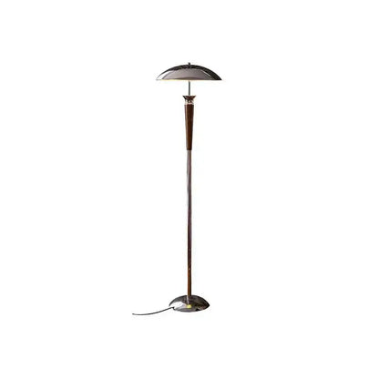 A sleek decorbites industrial desk lamp with polished chrome dome shade and wood accents for living room floor lighting