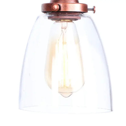 Clear glass bell-shaped wall sconce with copper fixture and exposed Edison bulb from decorbites adjustable glass swing arm collection