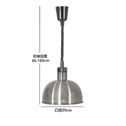 Stainless steel industrial-style pendant light with flexible gooseneck and dome shade for electric telescopic heat lamp use