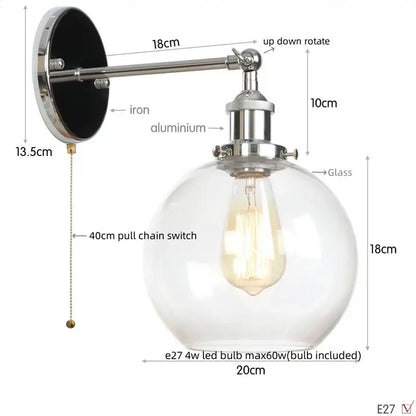 A sleek industrial copper bedside lamp with a decorbites glass globe led and polished chrome finish