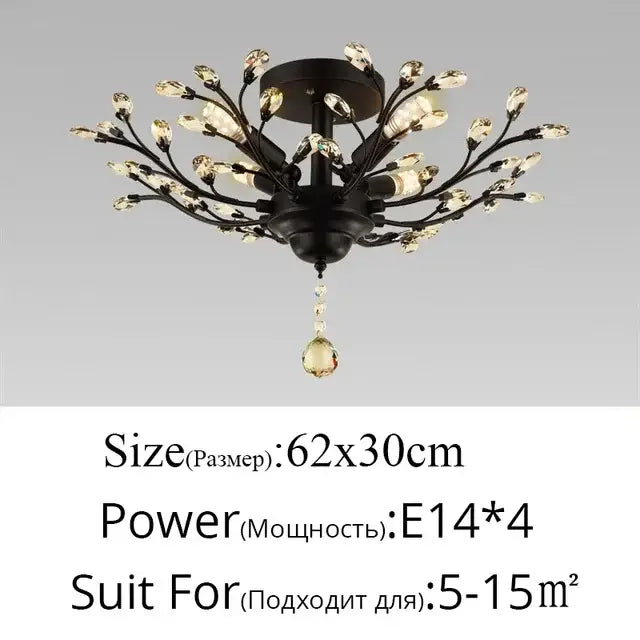 Black wrought iron decorbites industrial crystal chandelier with crystal accents and teardrop pendant for dining room decor