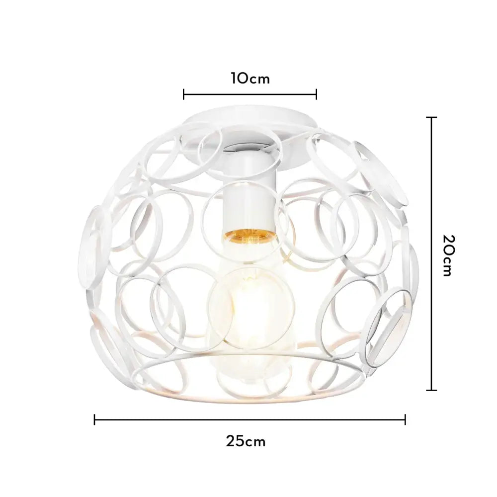 White spherical decorbites industrial e27 ceiling lamp with intricate openwork rings for modern living room decor
