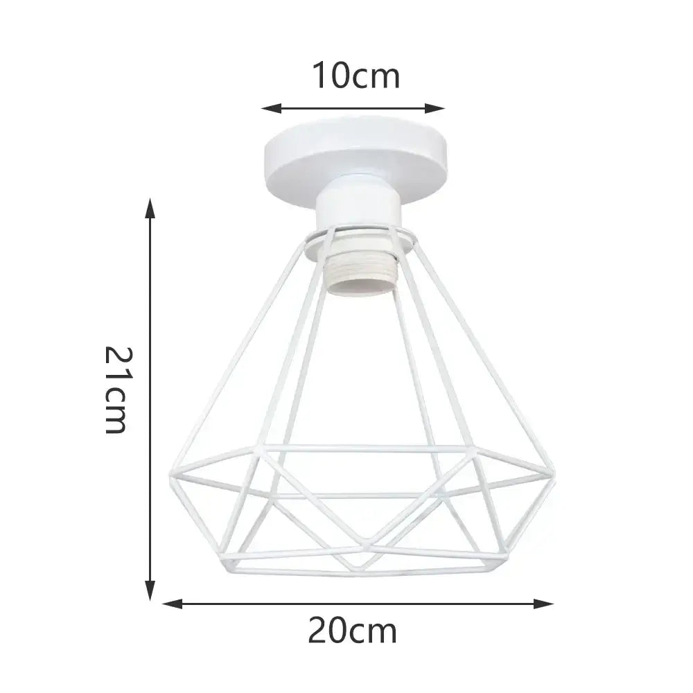 White geometric wire cage e27 ceiling lamp by decorbites industrial e27 for modern living room light decor