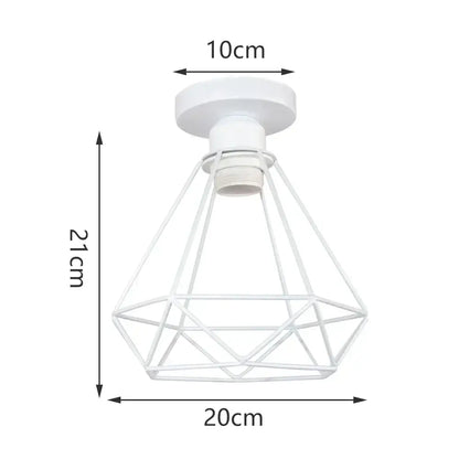 White geometric wire cage e27 ceiling lamp by decorbites industrial e27 for modern living room light decor