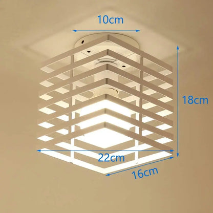 Modern white geometric decorbites industrial e27 ceiling lamp with layered square slats and warm glow for living room decor