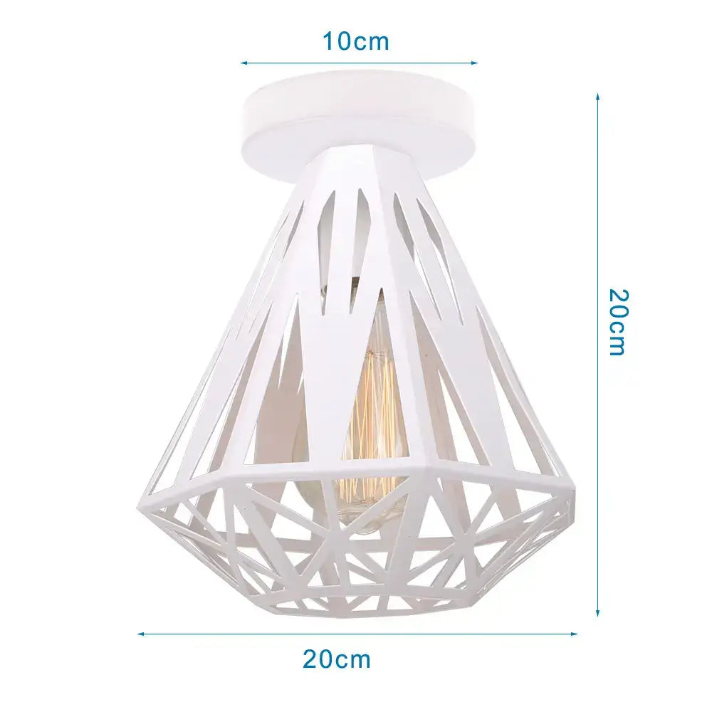 White geometric pendant e27 ceiling lamp with diamond lattice and exposed filament bulb for modern decorbites industrial e27