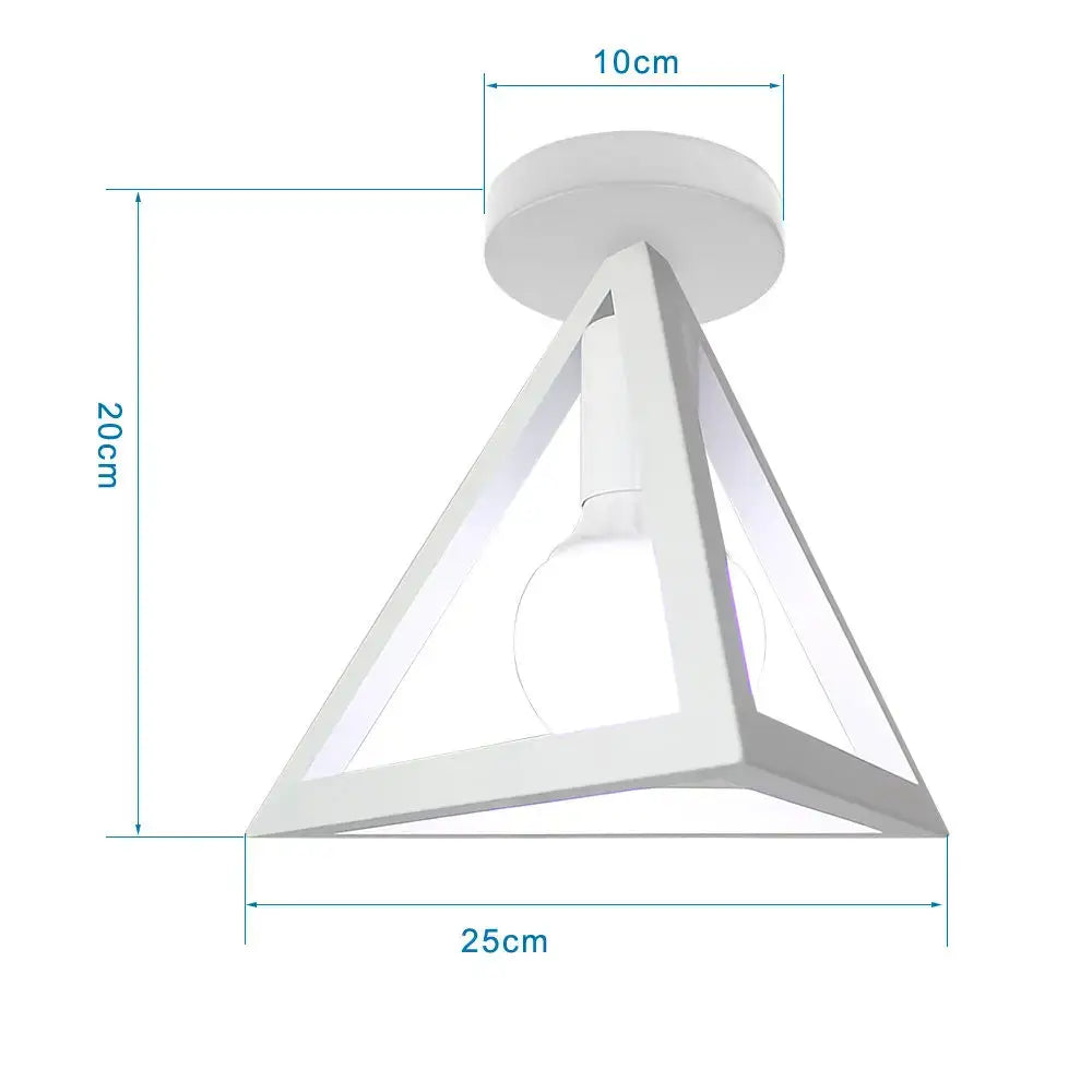 White triangular industrial e27 ceiling lamp with modern geometric design and integrated led bulb for living room decorbites industrial e27