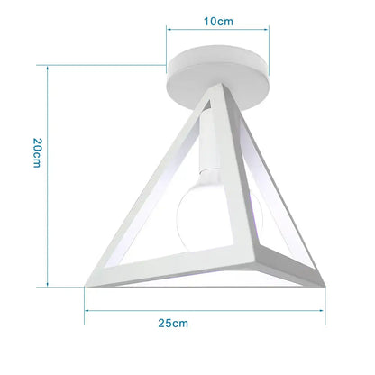White triangular industrial e27 ceiling lamp with modern geometric design and integrated led bulb for living room decorbites industrial e27