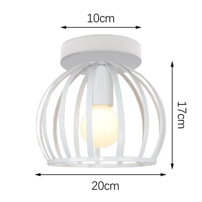 White metal cage-style decorbites industrial e27 ceiling lamp with warm bulb for modern living room decor