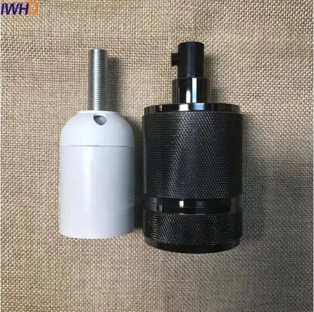 Black and white threaded lamp holder caps with textured grip for decorbites industrial e27 socket kitchen light base