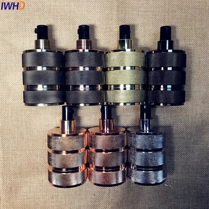 Set of eight decorbites industrial e27 lamp holder sockets in brushed black silver gold and rose gold metal finishes