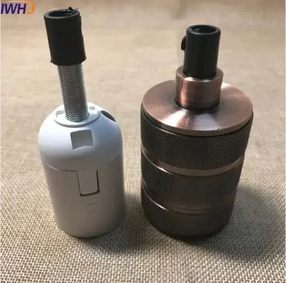 Two lamp holders including a matte white plastic and brushed metallic industrial e27 socket for kitchen decorbites light base