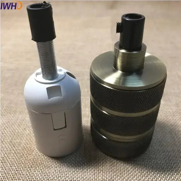 Two lamp holder sockets one white plastic and one metallic silver decorbites industrial e27 socket for kitchen lighting base