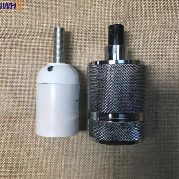 White plastic and chrome metal industrial e27 socket lamp holder decorbites industrial e27 socket with threaded inserts