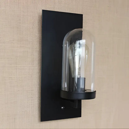 Black metal wall sconce with clear glass dome and exposed filament bulb for bedroom decorbites industrial edison vintage