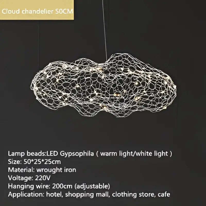 Industrial golden cloud pendant lights bedroom wire mesh chandelier with warm led lights from decorbites cloud pendant
