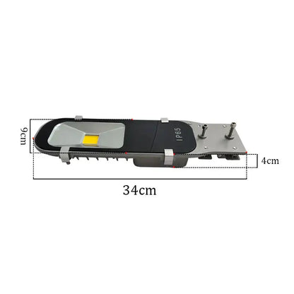 Industrial gray and black 20w cob led street light with yellow illuminated panel and ip65 weather resistance rating
