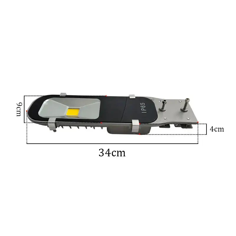 Industrial gray and black 20w cob led street light with yellow illuminated panel and ip65 weather resistance rating