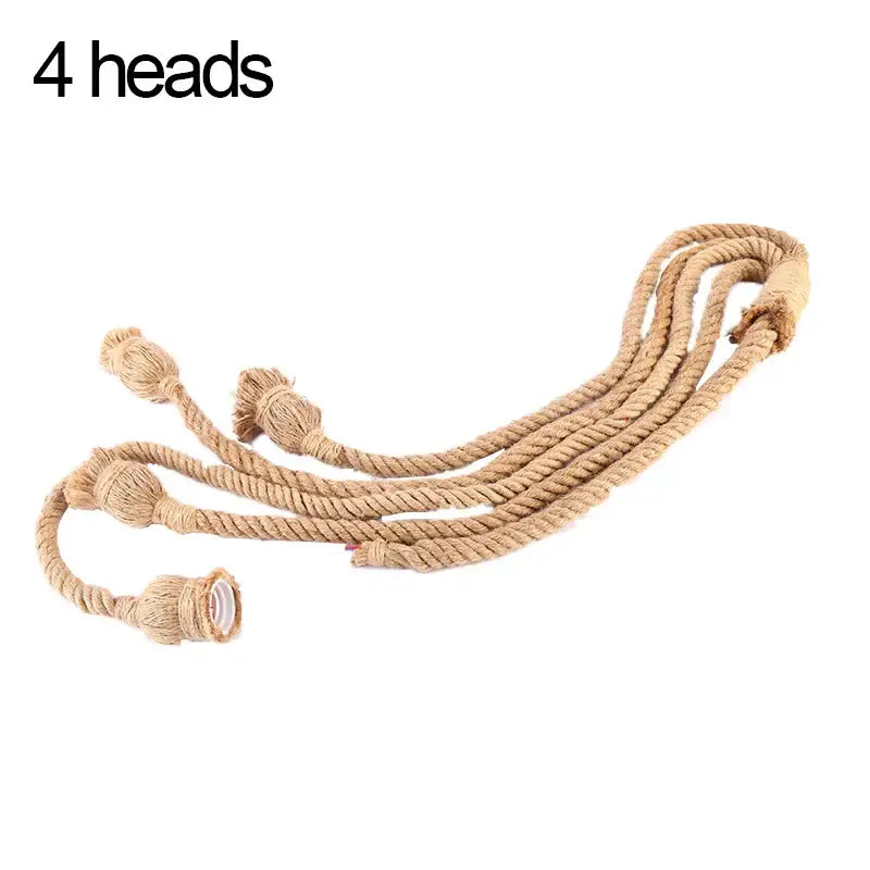 Industrial hemp rope pendant light with natural fiber cord and four braided ends for dining room decorbites hemp rope chandelier