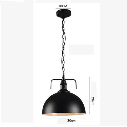 Black iron dome industrial pendant light with matte finish brass interior and chain suspension for kitchen cafe decorbites decor